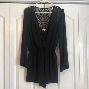 Black long sleeve romper, size S
